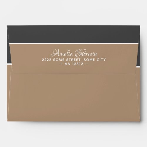 Elegant Dark Gray Beige Return Address Envelope - Elegant dark gray and beige envelope with the return address. You can customize it with your return address on the flap. This envelope design is perfect to match your wedding invitations, save the date cards, bridal shower invitations and more.