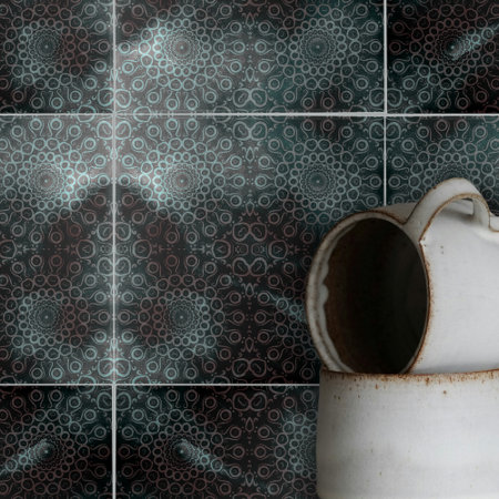 Elegant Dark Gray Blue Intricate Swirls and Loops