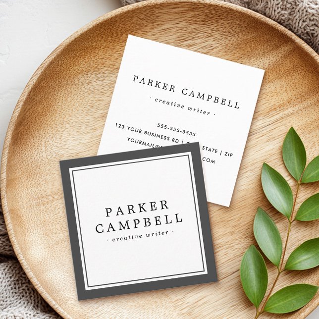 Elegant dark gray border professional minimalist square business card (Elegant dark gray border professional minimalist square business card)