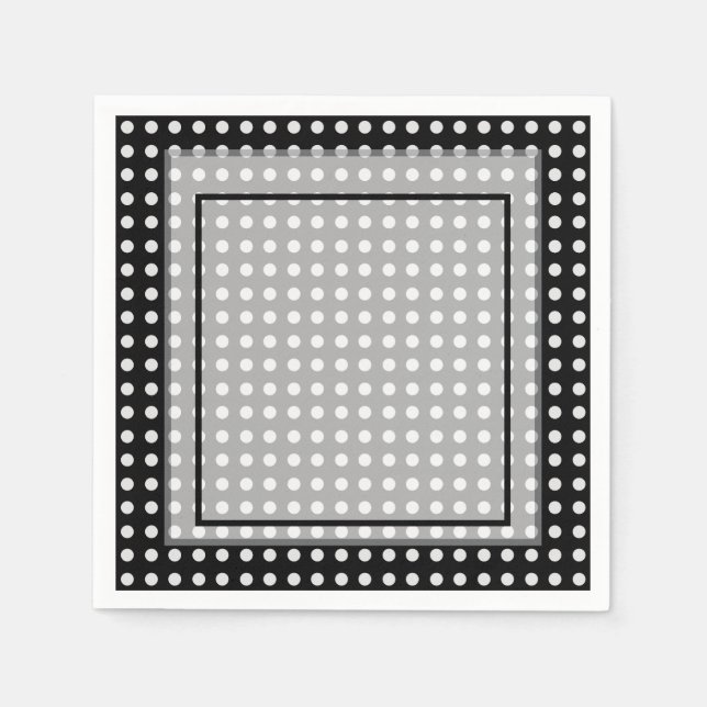 Elegant Dark Gray Border Script Monogram Napkins (Front)
