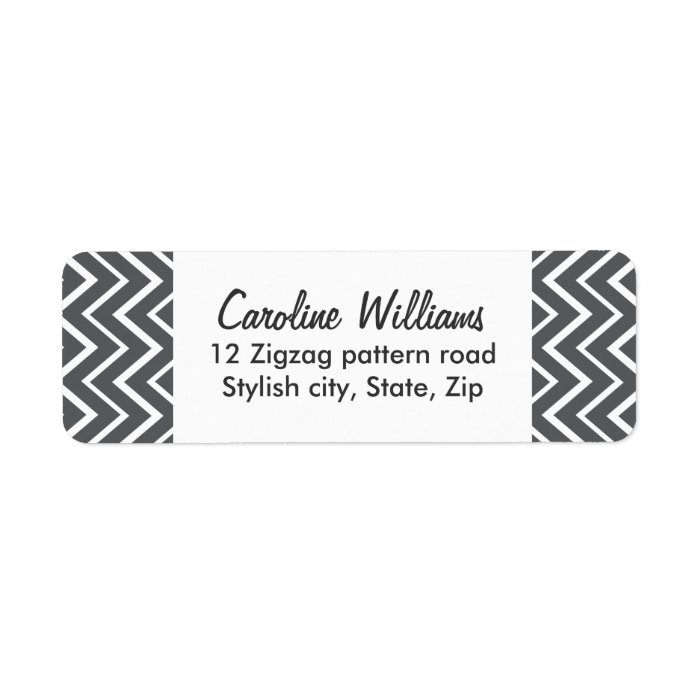 Elegant dark gray chevron zigzag pattern custom custom return address label