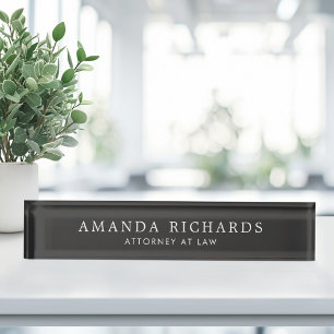 Elegant dark gray desk name plate