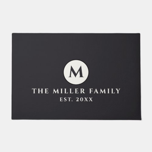 Elegant Dark Gray Family Name  Date  Doormat