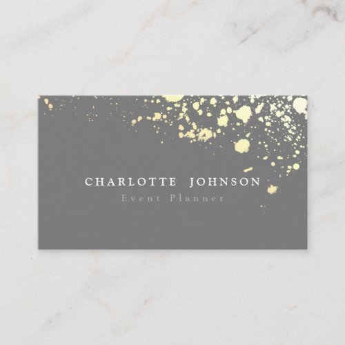 Elegant Dark Gray Faux Gold Splatter Professional Business Card