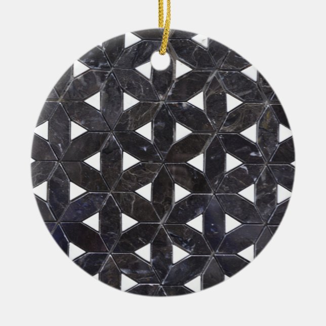 Elegant dark gray flower of life pattern ceramic ornament (Front)