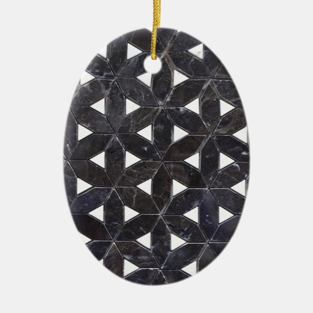 Elegant dark gray flower of life pattern ceramic ornament (Front)