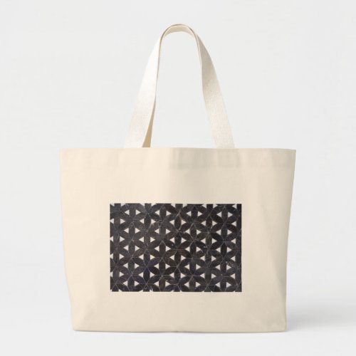 Elegant dark gray flower of life pattern large tote bag