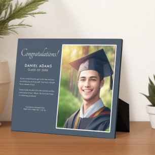 Elegant Dark Gray Grad Side by Side Photo and Text Plaque