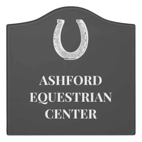Elegant Dark Gray Horseshoe Equestrian Farm Barn Door Sign