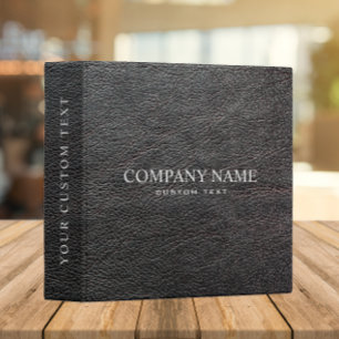 Elegant Dark Gray Leather Look Personalized 3 Ring Binder
