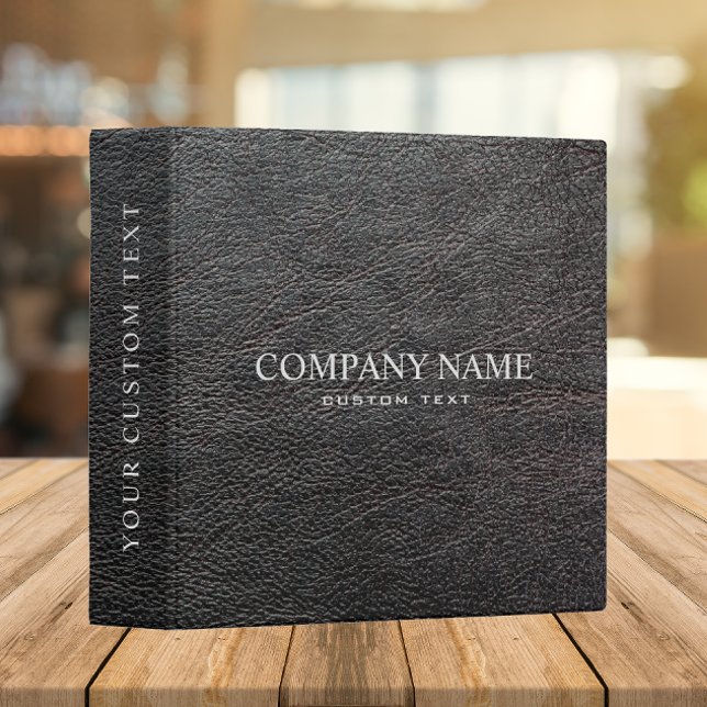 Elegant Dark Gray Leather Look Personalized 3 Ring Binder (Creator Uploaded)