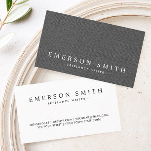 Elegant dark gray linen look classy business card