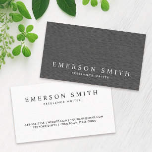 Elegant dark gray linen look classy business card