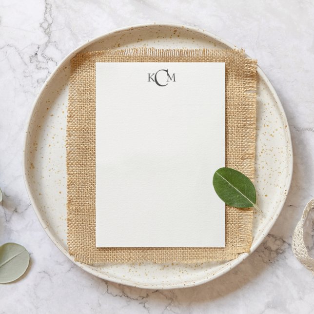 Elegant Dark Gray Minimalistic Monogram Note Card (Creator Uploaded)
