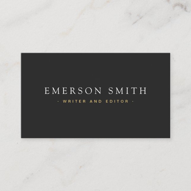 Elegant dark gray modern minimal professional business card (Front)