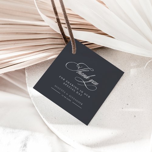 Elegant Dark Gray Wedding Thank You Favor Tags