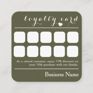 ELEGANT DARK GREEN 10 PUNCH BUSINESS LOYALTY CARD