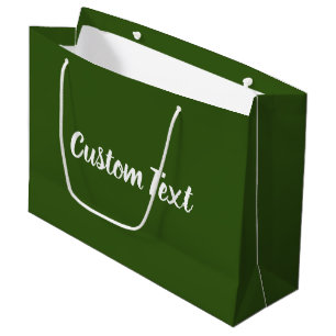 Elegant Dark Green and White Script Text Template Large Gift Bag
