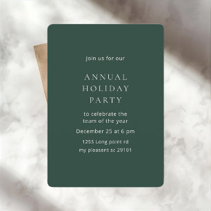 Elegant Dark Green Annual Holiday Party Invitation