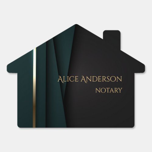 Elegant dark green black gold professional notary sign