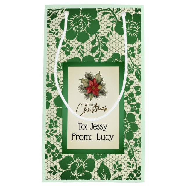 Elegant Dark Green Christmas Gift Bag   (Front)