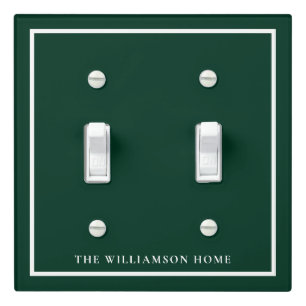 Elegant Dark Green Family Name Light Switch Cover