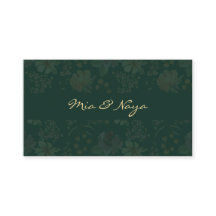 Elegant Dark Green Floral  Gold Script Luxury