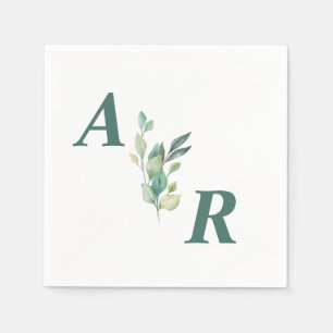 Elegant Dark Green Floral Wedding Napkins