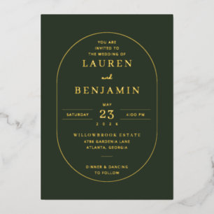 Elegant Dark Green Geometric Foil Invitation