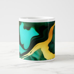 Elegant dark green golden yellow Faux Marble  Giant Coffee Mug