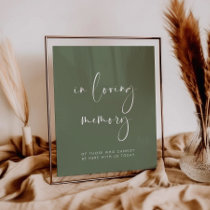 Elegant dark green In loving memory wedding sign