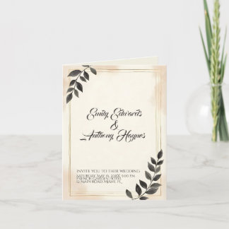 Elegant Dark Green Leaf Wedding Invitation