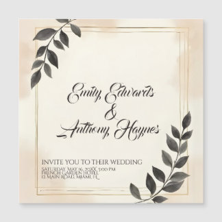 Elegant Dark Green Leaf Wedding Invitation