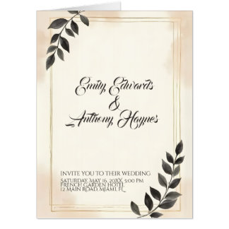 Elegant Dark Green Leaf Wedding Invitation