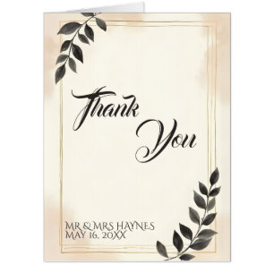 Elegant Dark Green Leaf Wedding Thank You Card