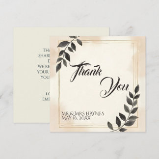 Elegant Dark Green Leaf Wedding Thank You Card