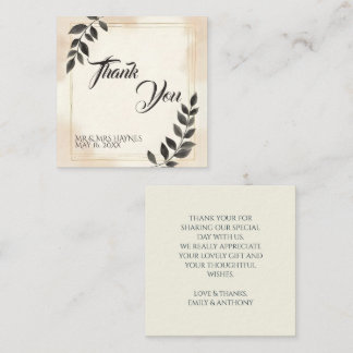 Elegant Dark Green Leaf Wedding Thank You Card
