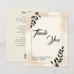 Elegant Dark Green Leaf Wedding Thank You Card