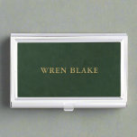Elegant Dark Green Leather Texture & Gold Script  Business Card Case<br><div class="desc">An elegant business card case featuring a dark green leather texture with gold script accents. This sophisticated design offers a luxurious way to store and present your business cards,  making a lasting impression in professional settings.</div>