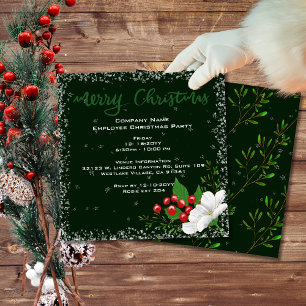 Elegant Dark Green Merry Christmas Company Party Invitation