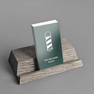 Elegant Dark Green Silver Foil Barber QR Code Business Cards