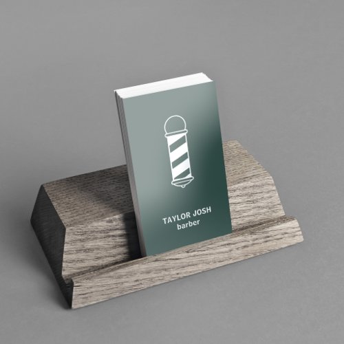 Elegant Dark Green Silver Foil Barber QR Code Business Cards