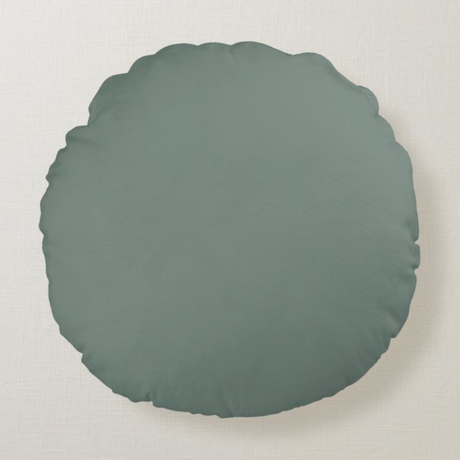Elegant Dark Green Solid Color Round Pillow (Front)