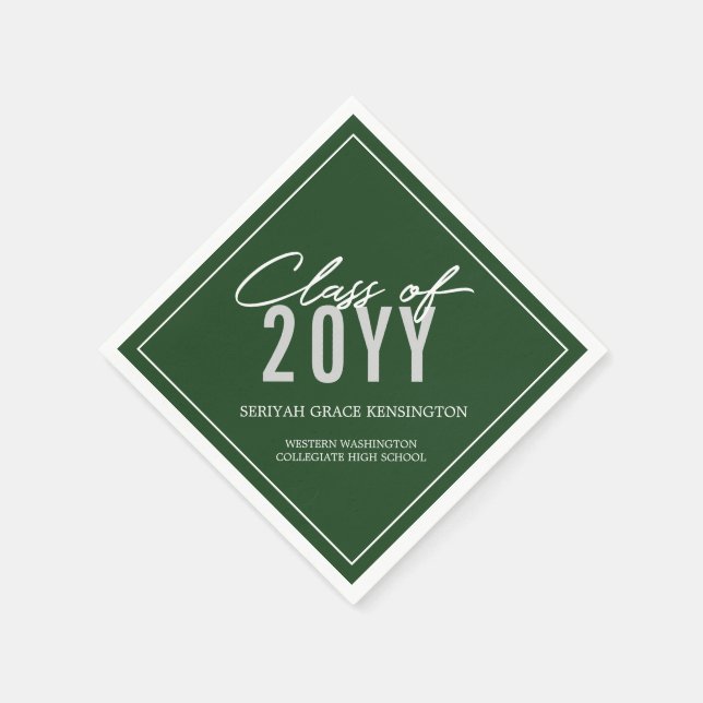 Elegant Dark Green Typography Any Year Graduation Napkins (Corner)