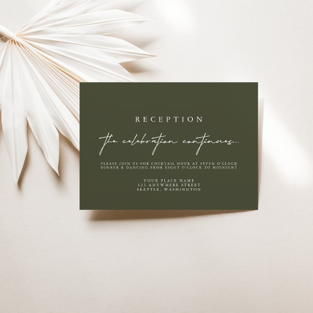 Elegant Dark Green Wedding Reception Cards (Creator Uploaded)