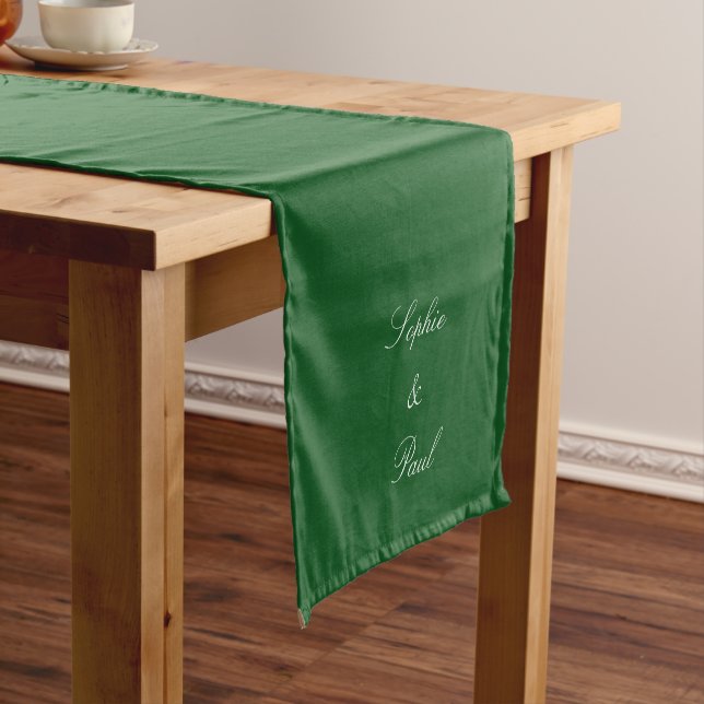 Elegant Dark Green Wedding Table Runner (In Situ)