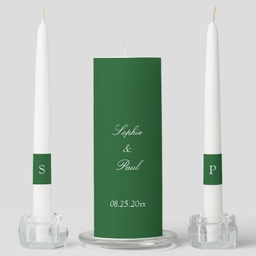 Elegant Dark Green Wedding Unity Candle Set