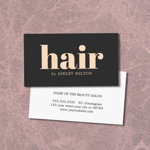 Elegant Dark Grey Pastel Hair Stylist Bold Business Card