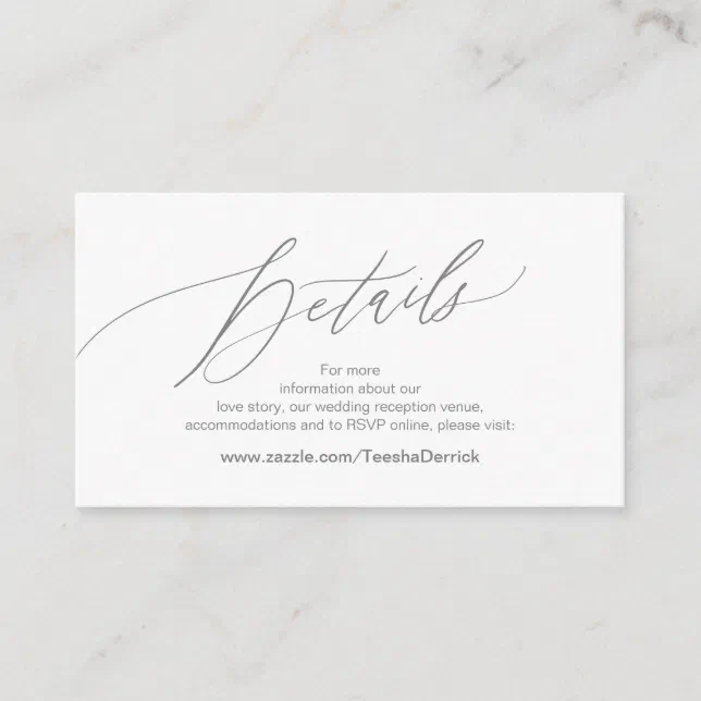 Elegant Dark Grey, Wedding Details, Online RSVP Enclosure Card | Zazzle