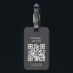 Elegant Dark Grey White Bold Monogram QR Code Luggage Tag<br><div class="desc">Elegant fully customizable luggage tag design with dark grey background,  white bold monogram. Add your QR code with your contact details.
Instantly accessible contact info means your bag always knows its way back :)</div>
